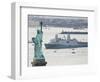 New Navy Assault Ship USS New York, Built with World Trade Center Steel, Passes Statue of Liberty-null-Framed Photographic Print