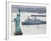 New Navy Assault Ship USS New York, Built with World Trade Center Steel, Passes Statue of Liberty-null-Framed Photographic Print