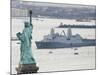 New Navy Assault Ship USS New York, Built with World Trade Center Steel, Passes Statue of Liberty-null-Mounted Photographic Print