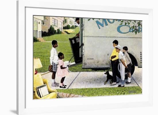 New Neighbors (or New Kids in the Neighborhood; Moving In)-Norman Rockwell-Framed Giclee Print