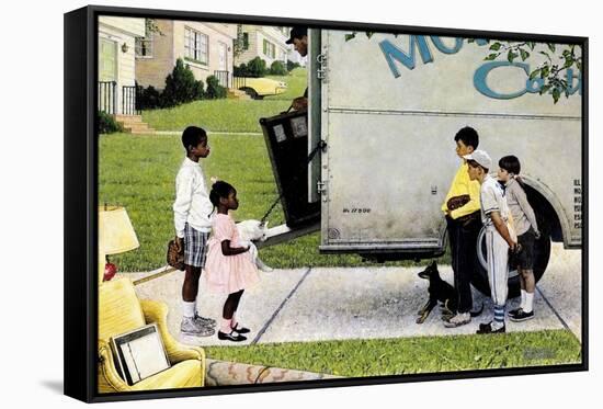 New Neighbors (or New Kids in the Neighborhood; Moving In)-Norman Rockwell-Framed Stretched Canvas
