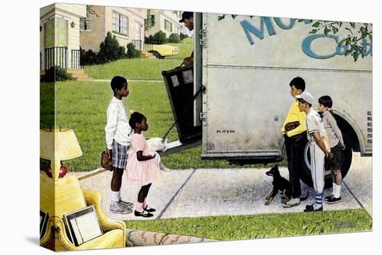 New Neighbors (or New Kids in the Neighborhood; Moving In)-Norman Rockwell-Stretched Canvas