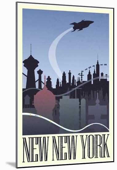 New New York Retro Travel Poster-null-Mounted Poster