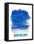 New Orleans Brush Stroke Skyline - Blue-NaxArt-Framed Stretched Canvas