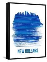 New Orleans Brush Stroke Skyline - Blue-NaxArt-Framed Stretched Canvas