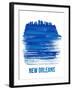 New Orleans Brush Stroke Skyline - Blue-NaxArt-Framed Art Print