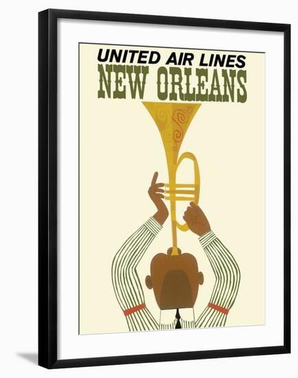 New Orleans - Jazz Trumpet Player - United Air Lines-null-Framed Giclee Print