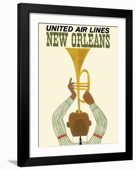 New Orleans - Jazz Trumpet Player - United Air Lines-null-Framed Giclee Print