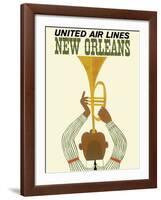 New Orleans - Jazz Trumpet Player - United Air Lines-null-Framed Giclee Print