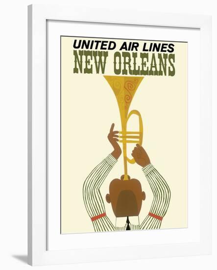 New Orleans - Jazz Trumpet Player - United Air Lines-null-Framed Giclee Print