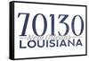 New Orleans, Louisiana - 70130 Zip Code (Blue)-Lantern Press-Framed Stretched Canvas