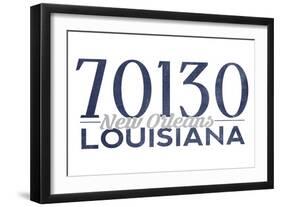 New Orleans, Louisiana - 70130 Zip Code (Blue)-Lantern Press-Framed Art Print