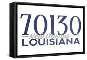 New Orleans, Louisiana - 70130 Zip Code (Blue)-Lantern Press-Framed Stretched Canvas