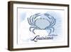 New Orleans, Louisiana - Crab - Blue - Coastal Icon-Lantern Press-Framed Art Print
