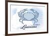 New Orleans, Louisiana - Crab - Blue - Coastal Icon-Lantern Press-Framed Premium Giclee Print