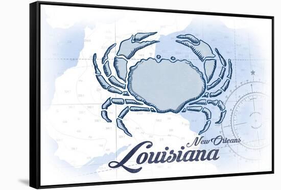 New Orleans, Louisiana - Crab - Blue - Coastal Icon-Lantern Press-Framed Stretched Canvas
