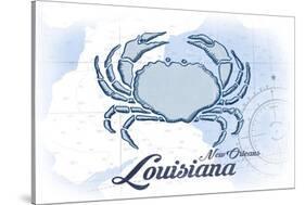New Orleans, Louisiana - Crab - Blue - Coastal Icon-Lantern Press-Stretched Canvas