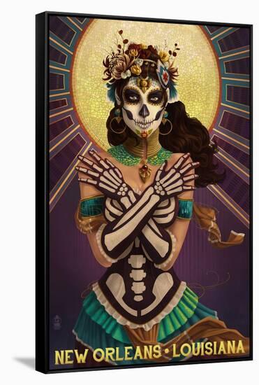 New Orleans, Louisiana - Day of the Dead Crossbones-Lantern Press-Framed Stretched Canvas