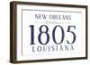 New Orleans, Louisiana - Established Date (Blue)-Lantern Press-Framed Art Print