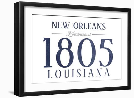 New Orleans, Louisiana - Established Date (Blue)-Lantern Press-Framed Art Print