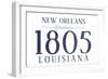 New Orleans, Louisiana - Established Date (Blue)-Lantern Press-Framed Art Print