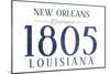New Orleans, Louisiana - Established Date (Blue)-Lantern Press-Mounted Art Print