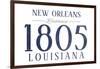 New Orleans, Louisiana - Established Date (Blue)-Lantern Press-Framed Art Print