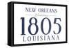 New Orleans, Louisiana - Established Date (Blue)-Lantern Press-Framed Stretched Canvas