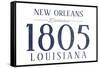 New Orleans, Louisiana - Established Date (Blue)-Lantern Press-Framed Stretched Canvas