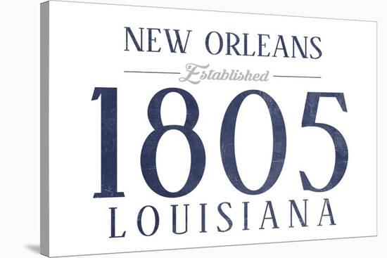 New Orleans, Louisiana - Established Date (Blue)-Lantern Press-Stretched Canvas