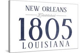 New Orleans, Louisiana - Established Date (Blue)-Lantern Press-Stretched Canvas