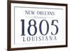 New Orleans, Louisiana - Established Date (Blue)-Lantern Press-Framed Art Print