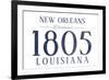 New Orleans, Louisiana - Established Date (Blue)-Lantern Press-Framed Art Print