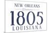 New Orleans, Louisiana - Established Date (Blue)-Lantern Press-Mounted Art Print