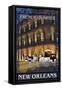 New Orleans, Louisiana - French Quarter at Night - Lantern Press Original Poster-Lantern Press-Framed Stretched Canvas