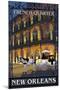 New Orleans, Louisiana - French Quarter at Night - Lantern Press Original Poster-Lantern Press-Mounted Art Print