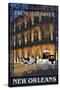 New Orleans, Louisiana - French Quarter at Night - Lantern Press Original Poster-Lantern Press-Stretched Canvas