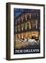 New Orleans, Louisiana, French Quarter Scene-Lantern Press-Framed Art Print