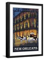 New Orleans, Louisiana, French Quarter Scene-Lantern Press-Framed Art Print