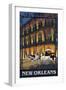 New Orleans, Louisiana, French Quarter Scene-Lantern Press-Framed Art Print