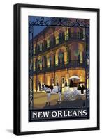 New Orleans, Louisiana, French Quarter Scene-Lantern Press-Framed Art Print