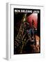 New Orleans, Louisiana - Jazz Band - Scratchboard-Lantern Press-Framed Art Print