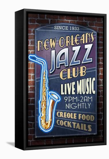 New Orleans, Louisiana - Jazz Club-Lantern Press-Framed Stretched Canvas