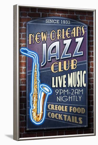 New Orleans, Louisiana - Jazz Club-Lantern Press-Framed Art Print