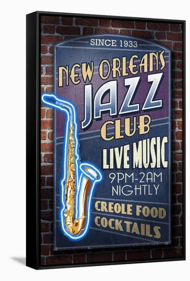 New Orleans, Louisiana - Jazz Club-Lantern Press-Framed Stretched Canvas