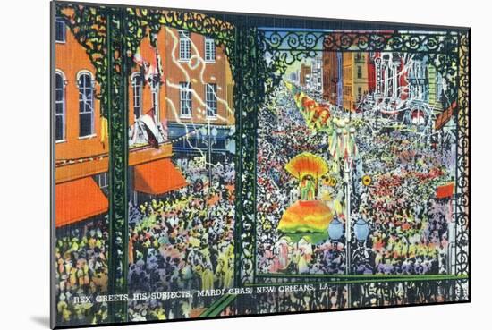 New Orleans, Louisiana - Mardi Gras Parade; Rex Greets Subjects-Lantern Press-Mounted Art Print