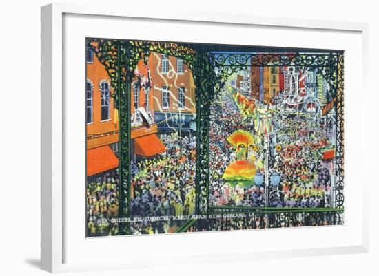 New Orleans, Louisiana - Mardi Gras Parade; Rex Greets Subjects-Lantern Press-Framed Art Print