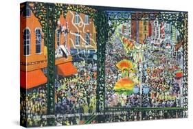 New Orleans, Louisiana - Mardi Gras Parade; Rex Greets Subjects-Lantern Press-Stretched Canvas