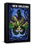 New Orleans, Louisiana - Marti Gras - Scratchboard-Lantern Press-Framed Stretched Canvas