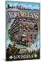 New Orleans, Louisiana - Montage-Lantern Press-Mounted Art Print